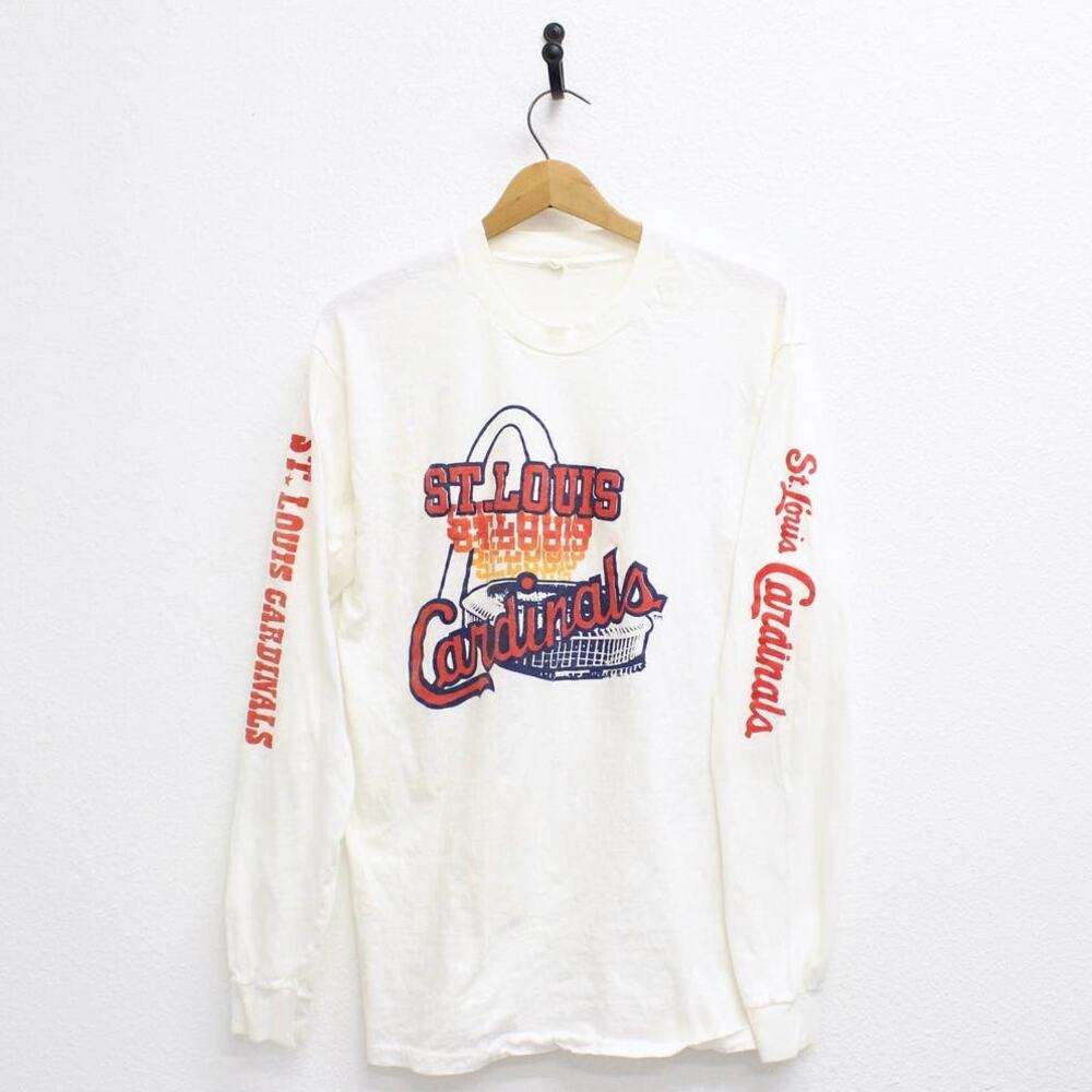Vintage 80s St Louis Cardinals Baseball Long Sleeve Shirt Men’s XL White MLB